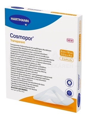 Cosmopor Transparent Priehľadné fóliové krytie na rany sterilné (9 x 10 cm)
