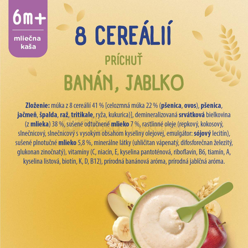 Sunar Mliečna kaša 8 cereálií Banán, jablko (od ukončeného 6. mesiaca)