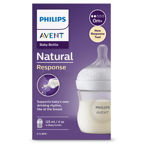 AVENT Natural Response Priehľadná fľaša s cumlíkom pre podporu rytmu pitia (0+ mesiacov)