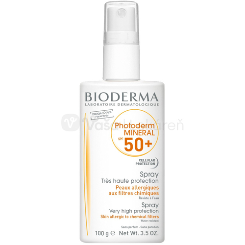 Bioderma Photoderm Mineral sprej na opaľovanie na alergickú pokožku na slnko SPF50+