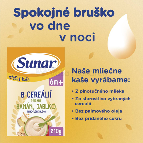 Sunar Mliečna kaša 8 cereálií Banán, jablko (od ukončeného 6. mesiaca)