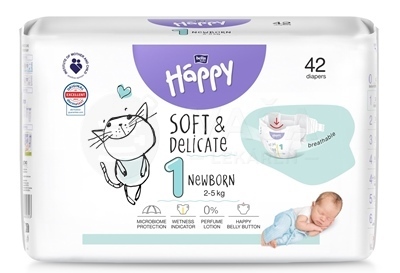 Bella Baby Happy Soft&amp;Delicate 1 Newborn Detské plienky (2-5 kg)