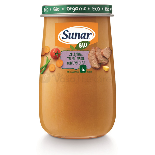 Sunar BIO Príkrm Zelenina, teľacie mäso, olivový olej (od ukončeného 6. mesiaca)