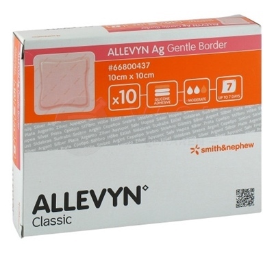 Allevyn Ag Gentle Border Krytie na rany s obsahom striebra (10 x 10 cm)