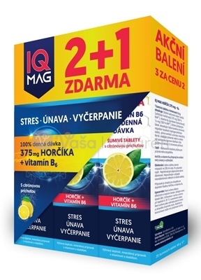 IQ MAG Horčík 375 mg + Vitamín B6 (2+1 zadarmo)