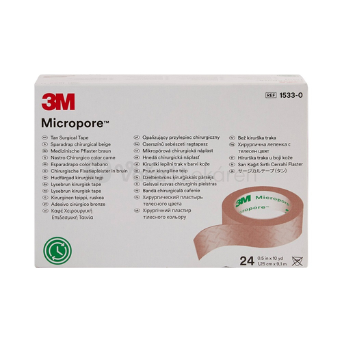 3M Micropore Náplasť zo špeciálneho papiera na cievke, hnedá (1,25 cm x 9,1 m)