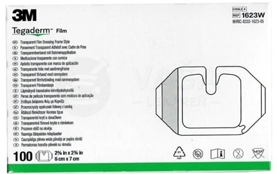 3M Tegaderm Film 1623W Transparentné krytie s rámom (6 x 7 cm)