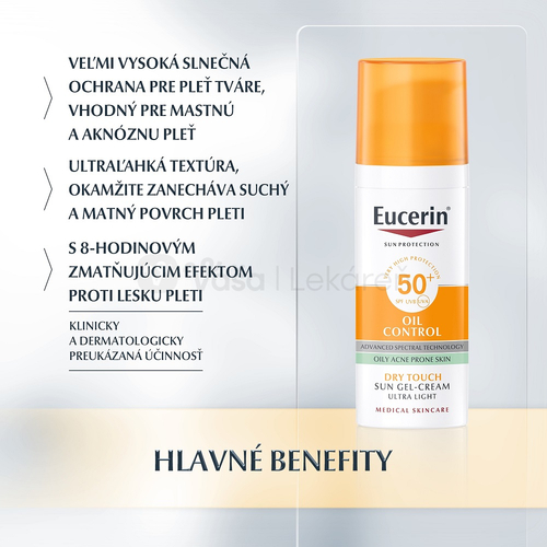 Eucerin Sun Oil Control Krémový gél na opaľovanie na mastnú a aknóznu pleť SPF50+