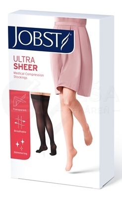 JOBST Ultra Sheer Kompresívne stehenné pančuchy, I.KT, s lemom, s otvorenou špičkou, čierne, veľ. IV