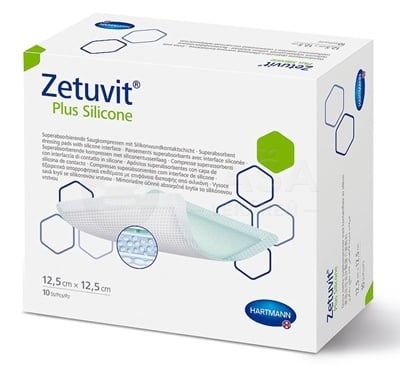 Zetuvit Plus Silicone Kompres sterilný (12,5 x 12,5 cm)