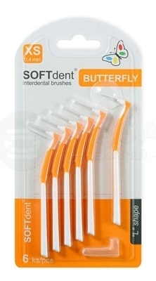 SOFTdent Butterfly Medzizubná kefka zahnutá XS 0,4 mm (oranžová)