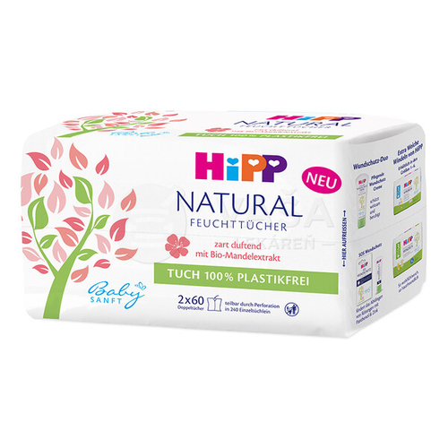 HiPP BabySanft Natural Aqua Vlhčené obrúsky s bio-mandľovým extraktom