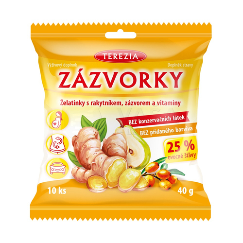 TEREZIA Zázvorky Želatínky s rakytníkom, zázvorom a vitamínmi