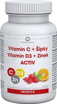 Pharma Activ Vitamín C + Šípky + Vitamín D3 + Zinok ACTIV