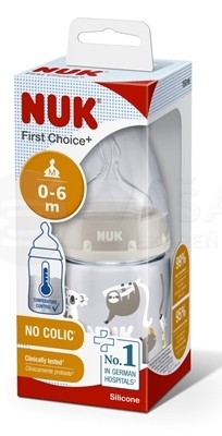 NUK FC+ Fľaša s kontrolou teploty so silikónovým cumlíkom, otvor na mlieko &quot;M&quot;, (0-6 mesiacov)