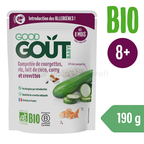 Good Gout BIO Krevety s ryžou, cuketou a kokosovým mliekom (od ukončeného 8. mesiaca)