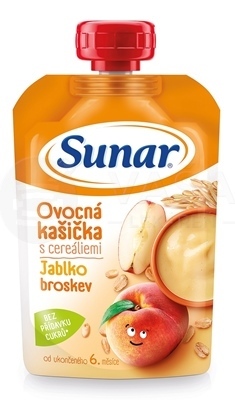 Sunar Ovocná kašička s cereáliami Jablko, broskyňa (od ukončeného 6. mesiaca)