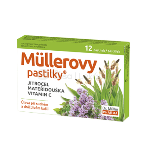 Müllerove pastilky so skorocelom, materinou dúškou a vitamínom C (priedušky)