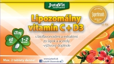 JutaVit Lipozomálny Vitamín C + Vitamín D3 s bioflavonoidmi a extraktmi zo šípok a aceroly