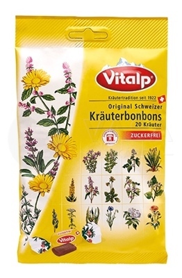 Vitalp Kräuterbonbons 20 bylín Švajčiarske bylinné cukríky bez cukru