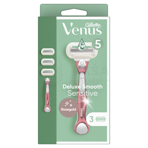 Gillette Venus Deluxe Smooth Sensitive Rosegold Dámsky holiaci strojček + náhradné hlavice