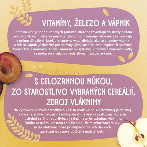 Sunar Mliečna kaša 8 cereálií Slivka, jablko (od ukončeného 6. mesiaca)