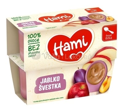 Hami Prvá lyžička 100% ovocie Jablko a slivka (od ukončeného 4. mesiaca)