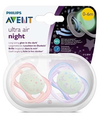 AVENT Ultra air Night Silikónový cumlík na utišovanie pre dievča (0-6 mesiacov)