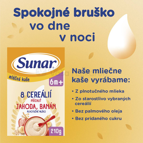 Sunar Mliečna kaša 8 cereálií Jahoda, banán (od ukončeného 6. mesiaca)