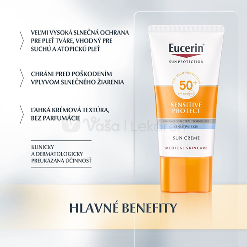 Eucerin Sun Sensitive Protect Krém na opaľovanie na citlivú a suchú pleť SPF50+