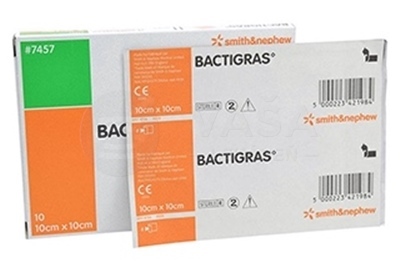 Bactigras Krytie na rany antiseptické, tylové, s chlórhexidín acetátom (10 x 10 cm)
