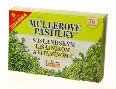 Müllerove pastilky s islandským lišajníkom a vitamínom C (na odkašliavanie)