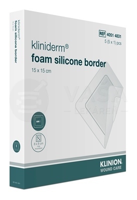 Kliniderm Foam Silicon Border Krytie na rany penové silikónové sterilné (15 x 15 cm)