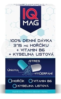 IQ MAG Horčík 375 mg + Vitamín B6 + Kyselina listová