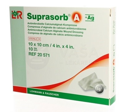 Suprasorb A +Ag Krytie na rany Kalciumalginátové kompresy antimikrobiálne (10 x 10 cm)