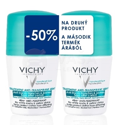 Vichy 48H Anti-traces Roll-on antiperspirant (Výhodné duo balenie)