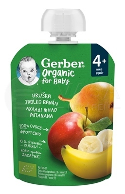 Gerber Organic BIO Kapsička Hruška, jablko, banán (od ukončeného 4. mesiaca)