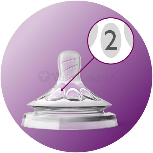AVENT Natural č.2 Silikónový extra mäkký cumlík na fľašu, pomalý prietok (1+ mesiac)