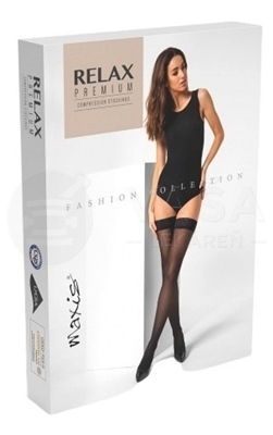 Maxis Relax Premium Stehenné pančuchy s krajkou, veľkosť S, black magic