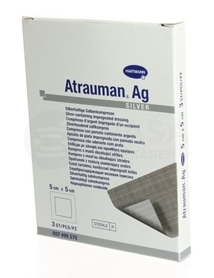 Atrauman AG Kompres impregnovaný s obsahom striebra (5 x 5 cm)