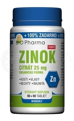 BIO Pharma Zinok citrát Forte 25 mg