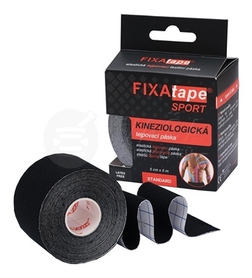 FIXAtape SPORT Kineziologická tejpovacia páska, elastická, čierna (5 cm x 5 m)