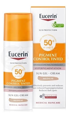 Eucerin Sun Pigment Control Tónovací gél-krém s depigmentačným účinkom SPF50+ (stredne tmavý)