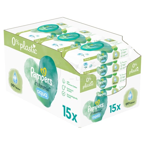 Pampers Harmonie Aqua Vlhčené obrúsky Box (15 balení)