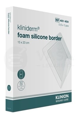 Kliniderm Foam Silicon Border Krytie na rany penové silikónové sterilné (15 x 20 cm)