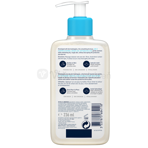 CeraVe SA Zjemňujúca čistiaca emulzia na suchú a drsnú pokožku