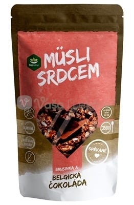 Topnatur Müsli srdcom Belgická čokoláda &amp; Brusnice