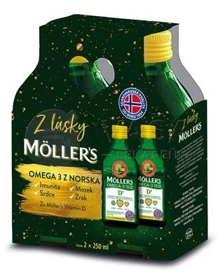 Moller´s Omega-3 Rybí olej D+ Citrónová príchuť (Darčekové balenie)