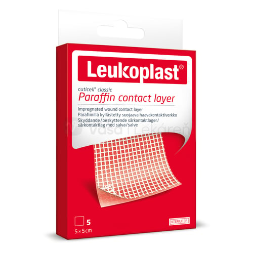 Leukoplast Cuticell Classic Sterilné krytie na rany s parafínovou kontaktnou vrstvou (5 x 5 cm)