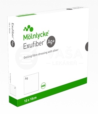 Exufiber Ag+ Hydrovláknité krytie na rany so striebrom (10 x 10 cm)